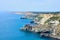 Azure water, wild beach, beautiful rocks and bay near Grape cape. Cape Fiolent, Sevastopol, Crimea