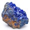 Azurite mesmerizing with its deep, celestial blue richness, contrasted on a white background