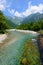 Azusa river and Hotaka mountains in Kamikochi, Nagano, Japan