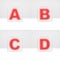 A, B, C, D letters through matte glass