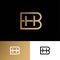 B and H monogram. B, H logo premium letters consist of gold thin elements.