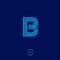 B letter. B linear logo. B blue monogram, isolated on a dark-blue background.