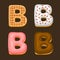 B Letter Belgium Waffles with different Toping Icon Set on Dark Background. Vector