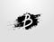 B Letter Logo in Black Grunge Splatter Element. Retro Rusty logo design template