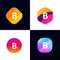B letter vector company icon signs flat symbols logo set
