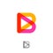 B logo. B monogram. Pink and yellow transparent letter. Building or construction logo.