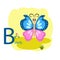 B word for butterfly animal alphabet illustration