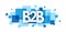 B2B blue overlapping squares banner