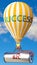 B2c and success - shown as word B2c on a fuel tank and a balloon, to symbolize that B2c contribute to success in business and life