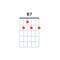 B7 guitar chord icon. Basic guitar chords vector isolated on white