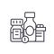 Baa, biologically active additives, pills, medicament flat line illustration, concept vector isolated icon on white