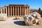 Baalbek or Heliopolis Roman ruins, detail of Roman decoration on the ruins, fertile Bekaa Valley in eastern Lebanon