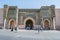 Bab el-Mansour, or Bab Mansur, the historic monumental gate in the old city of Meknes, Morocco.