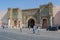 Bab el-Mansour, or Bab Mansur, the historic monumental gate in the old city of Meknes, Morocco.