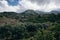 Babadag mountain, panoramic view. Wide landscape with mountains and beautiful clouds on top