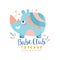 Babe club toyshop logo design, badge with cute rhino can be used for baby store, kids market vector Illustration on a