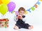 Babies\' first birthday one year.