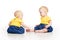 Babies Girls Twins, Two Kids Sitting on Floor, Children Sisters