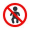 Babies not allowed, red forbidden sign with little child icon on white background