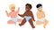 Babies Sitting On Floor And Relax Together Vector