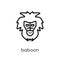 Baboon icon. Trendy modern flat linear vector Baboon icon on white background from thin line animals collection