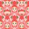 Babushka (matryoshka) seamless pattern. Traditional Russian wood