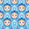 Babushka (matryoshka) seamless pattern. Traditional Russian wood