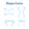 Baby absorbent diaper set. Vector illustration