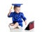 Baby with academic clothes playing tablet PC