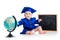 Baby academic with globe and chalkboard