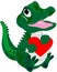 Baby alligator with a loving heart