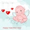 Baby angel with three hearts