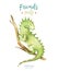 Baby animals nursery isolated illustration for children. Watercolor boho tropical drawing, child cute tropic iguana