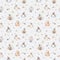 Baby animals nursery isolated seamless pattern with bannies. Watercolor boho cute baby fox, deer animal woodland rabbit