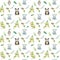 Baby animals nursery isolated seamless pattern. Watercolor boho tropical drawing, child tropical drawing, panda, cute