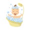 Baby in bath.