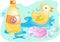 Baby bath set illustration