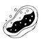 Baby bath vector icon. Hand-drawn black doodle on a white background. Bathtub outline. Bathroom with foamy water and bubbles.