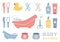 Baby bathing and care icons