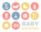 Baby bathing and care icons