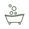 Baby bathtub linear icon. Thin line illustration. Taking bath