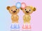 Baby bears with balloons