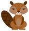 Baby beaver. Cartoon character. Cute forest animal