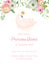 Baby Birthday Invitation Card with Illustration of Beautiful Swan and Flowers, arrival announcement, greetings