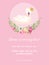 Baby Birthday Invitation Card with Illustration of Beautiful Swan and Flowers, arrival announcement, greetings