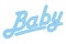 BABY, blue colored and dotted lettering