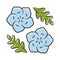 Baby blue eyes color icon. Linen blooming flower. Nemophila menziesii garden plant. Blue flax. Wildflower blossom