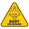 Baby on board sign with girl on white background