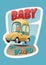 Baby on board stickers vector illustration