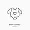 Baby bodysuit flat line icon. Children apparel store sign. Thin linear logo for clothing shop
